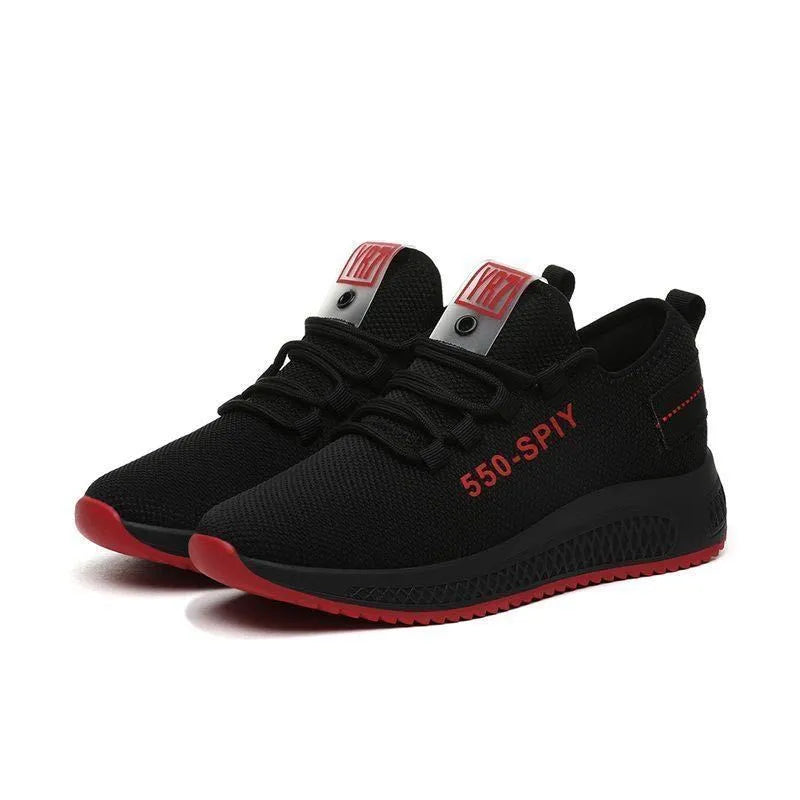 Women's purple and red air mesh running shoes with flat heel, round toe, and lace-up closure, sizes 35-40
