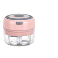 Mini electric garlic chopper with USB charging, stainless steel blade, and plastic cup
