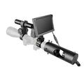 Black digital night vision goggles with a 5-inch LCD screen and separate infrared transmitter for 200m range.