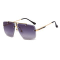 Frameless trim square sunglasses with metal frame and PC lenses, 140x145x50mm, unisex design