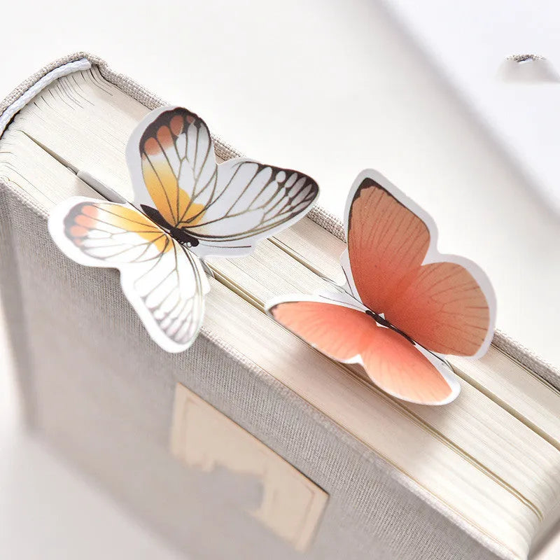 Butterfly design paper bookmark measuring 13.5cm by 5.5cm with Japanese and South Korean cute stationery style