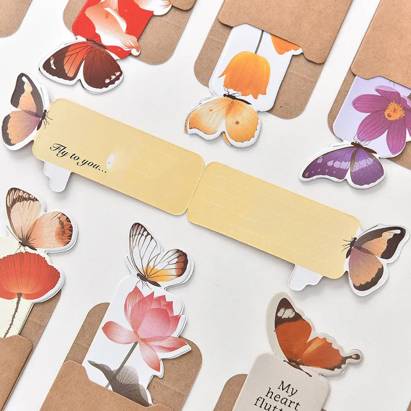 Butterfly design paper bookmark measuring 13.5cm by 5.5cm with Japanese and South Korean cute stationery style