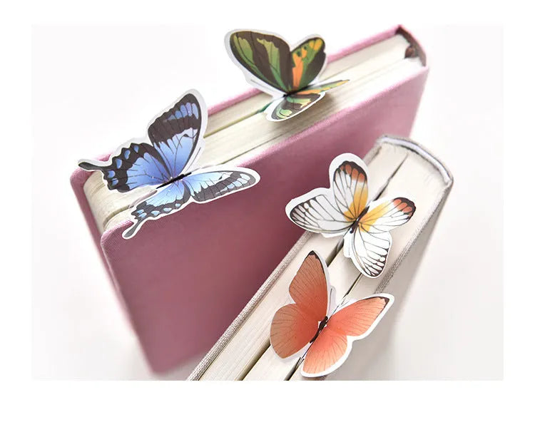 Butterfly design paper bookmark measuring 13.5cm by 5.5cm with Japanese and South Korean cute stationery style