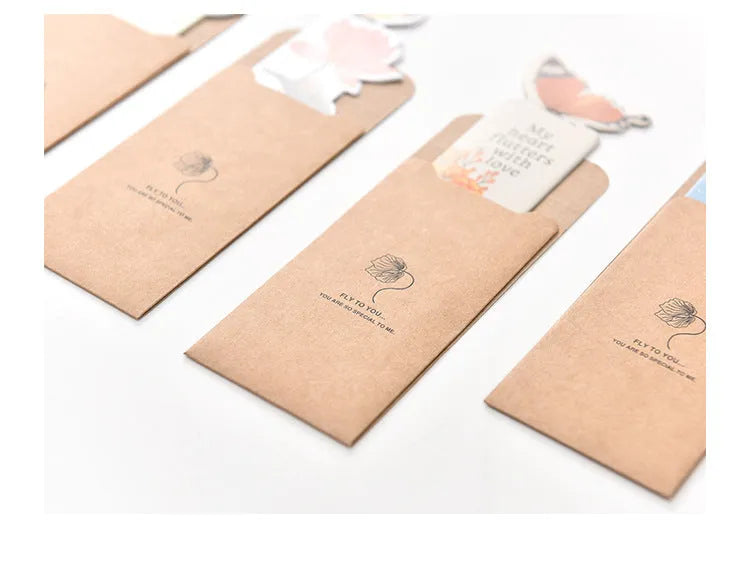 Butterfly design paper bookmark measuring 13.5cm by 5.5cm with Japanese and South Korean cute stationery style