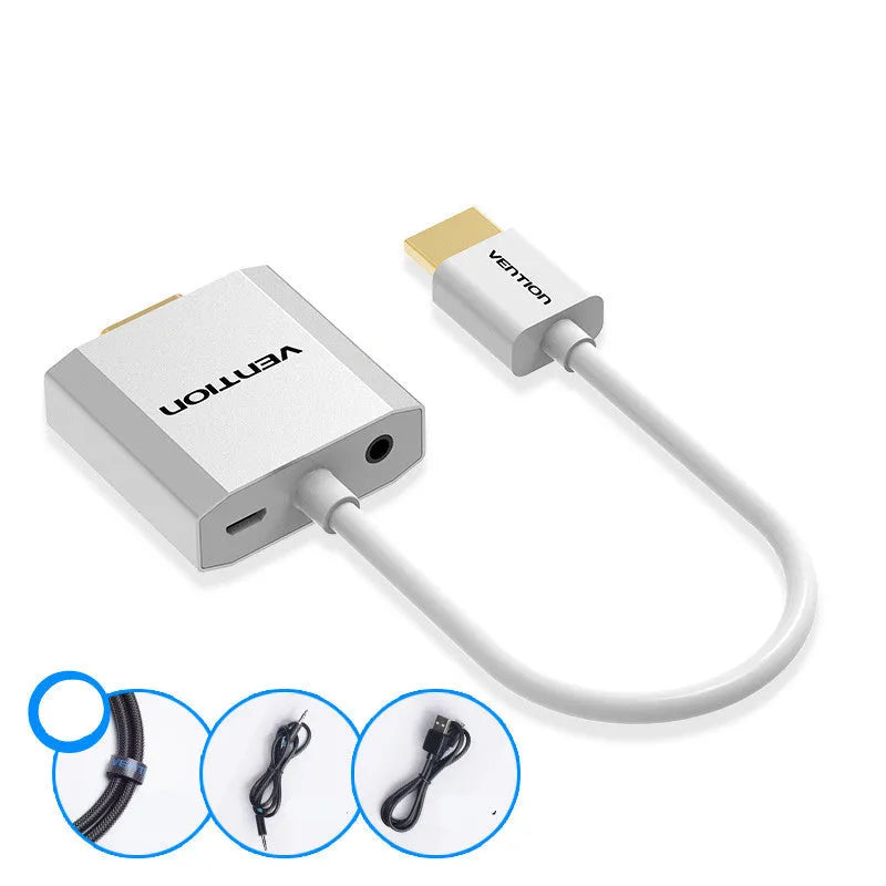 HDMI to VGA converter adapter cable silver with audio 25cm pure copper for computer TV projector