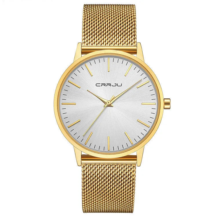 Casual quartz watch with alloy case and multiple strap options showing 30 metre water resistance