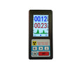 Nuclear radiation detector with energy-compensated GM tube, ABS shell, black colour, front view showing display and controls