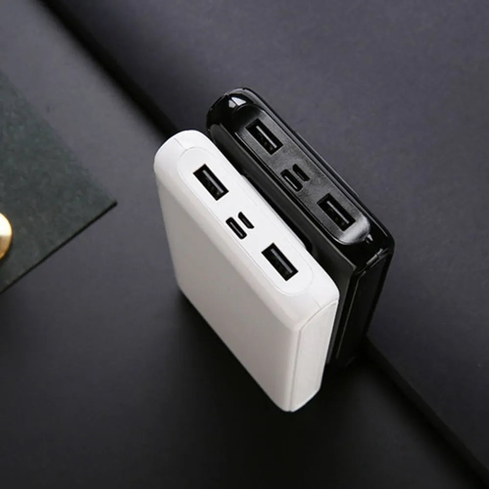 C9 DIY 18650 power bank case in black and white, showing six battery slots and dual USB ports.