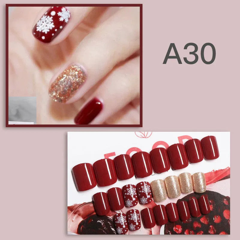 Detachable ABS nail patch set with six style options, 24 pcs per box, short nail design