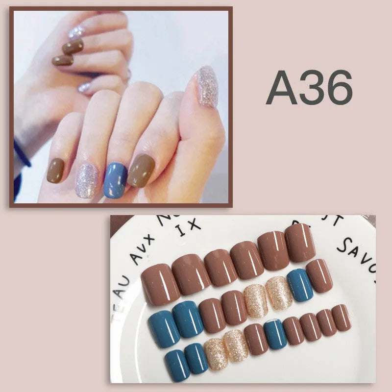 Detachable ABS nail patch set with six style options, 24 pcs per box, short nail design
