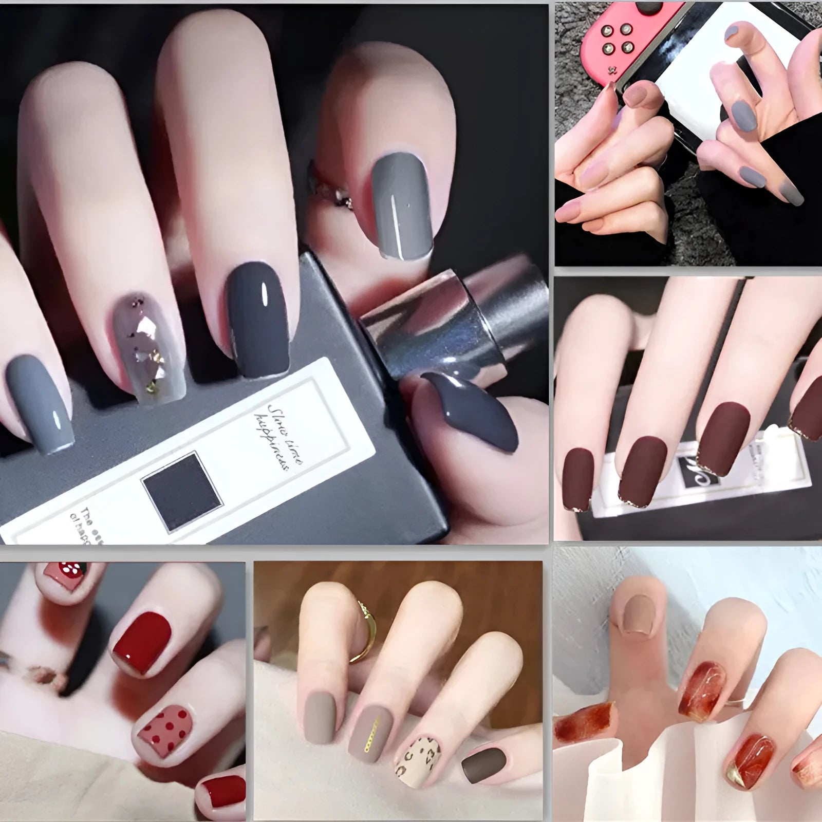 Detachable ABS nail patch set with six style options, 24 pcs per box, short nail design