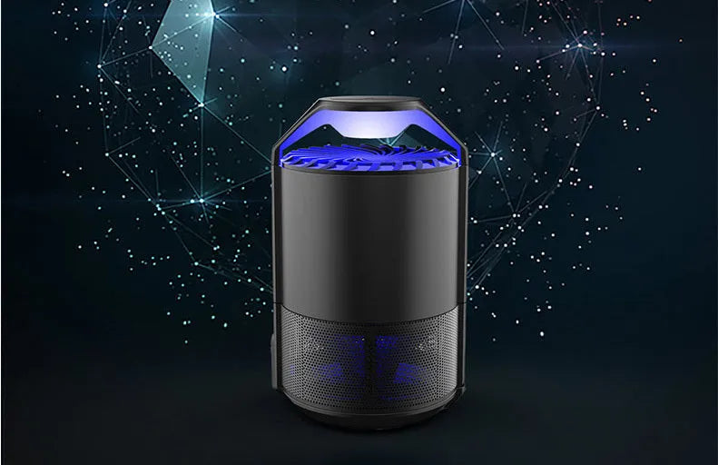 Black UV light mosquito killer lamp, photocatalyst indoor insect trap, 130x140x223mm, USB powered
