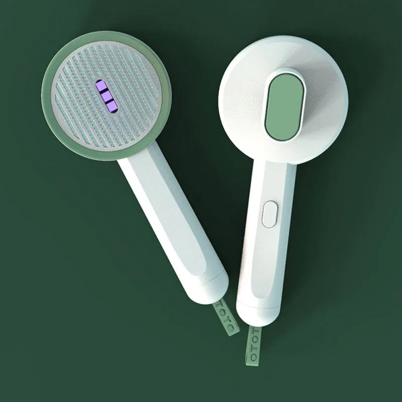 Hoopet 2-in-1 pet grooming comb with UVC light, rounded teeth, and travel size, shown in ivory white colour