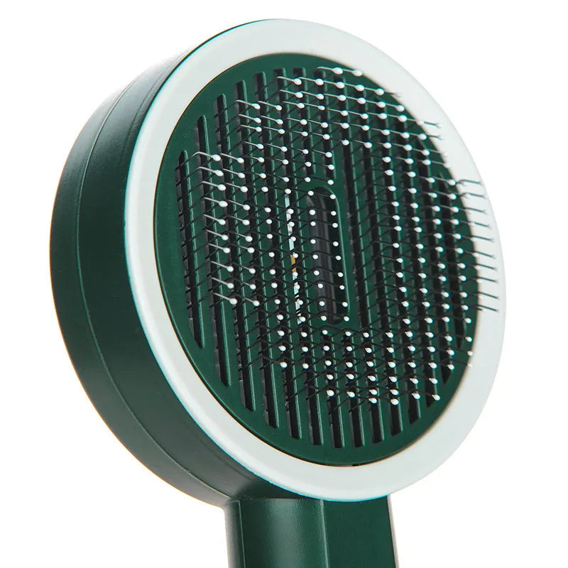 Hoopet 2-in-1 pet grooming comb with UVC light, rounded teeth, and travel size, shown in ivory white colour