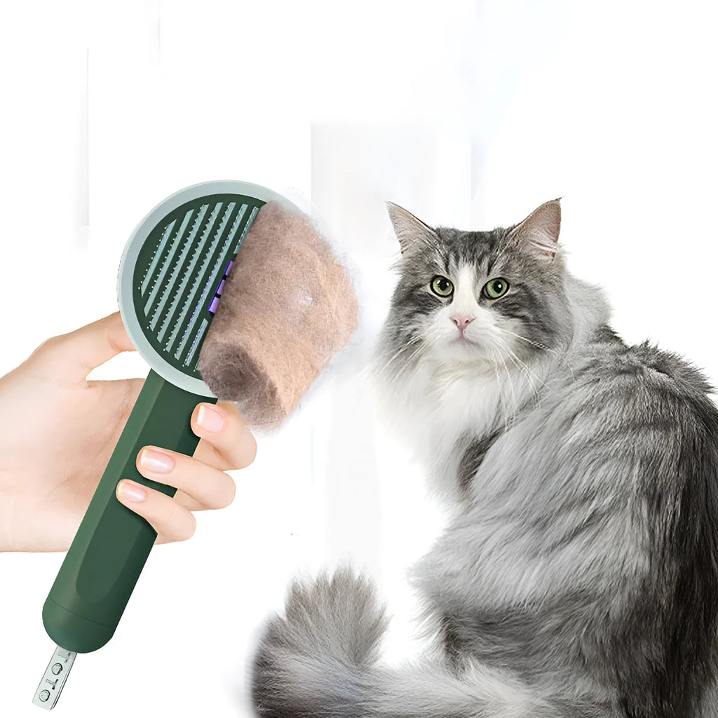 Hoopet 2-in-1 pet grooming comb with UVC light, rounded teeth, and travel size, shown in ivory white colour