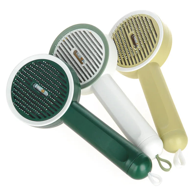 Hoopet 2-in-1 pet grooming comb with UVC light, rounded teeth, and travel size, shown in ivory white colour