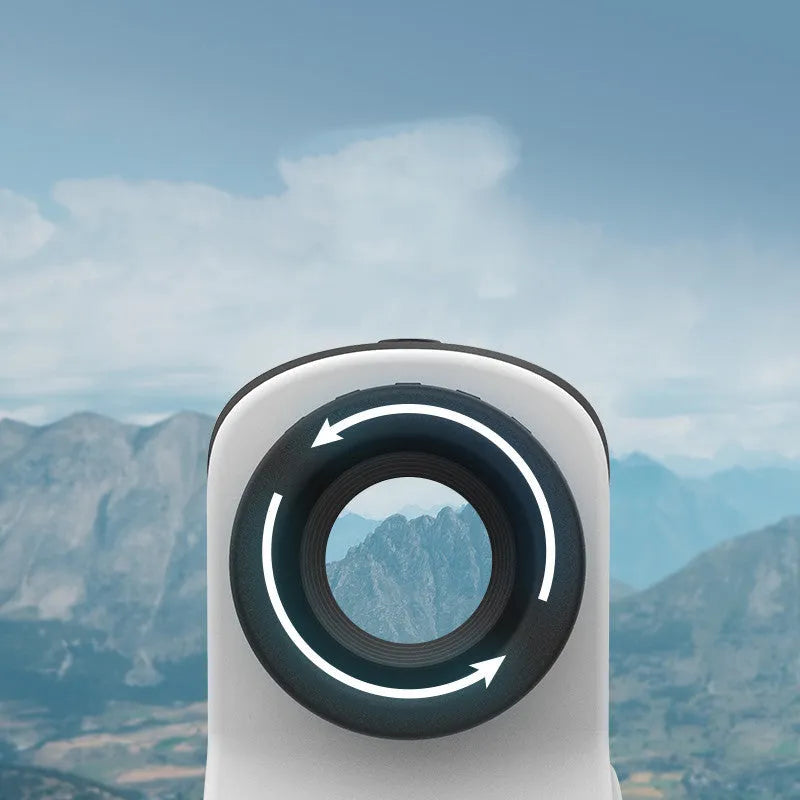 A handheld golf laser rangefinder telescope for outdoor distance measurement up to 1500 metres.