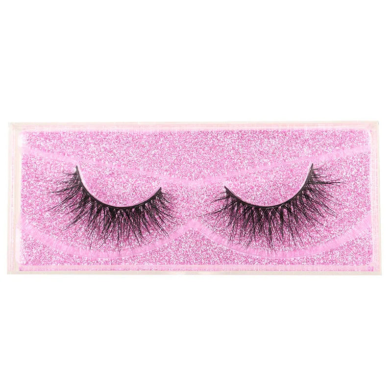 Mink fur imitation eyelashes for thick eyelashes in multiple style options on a white background