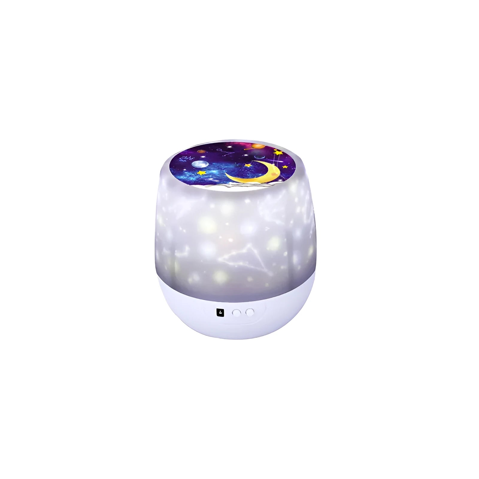 Pruixin projector night light showing star and love patterns projected on a bedroom ceiling.