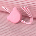 Telescopic bear-shaped data cable with three connectors: Mini USB, 30PIN, and Micro USB