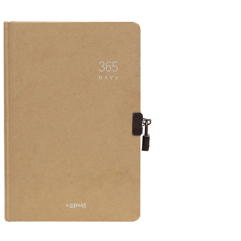 A5 hardcover locked diary notebook in beige camel or ya black with metal lock