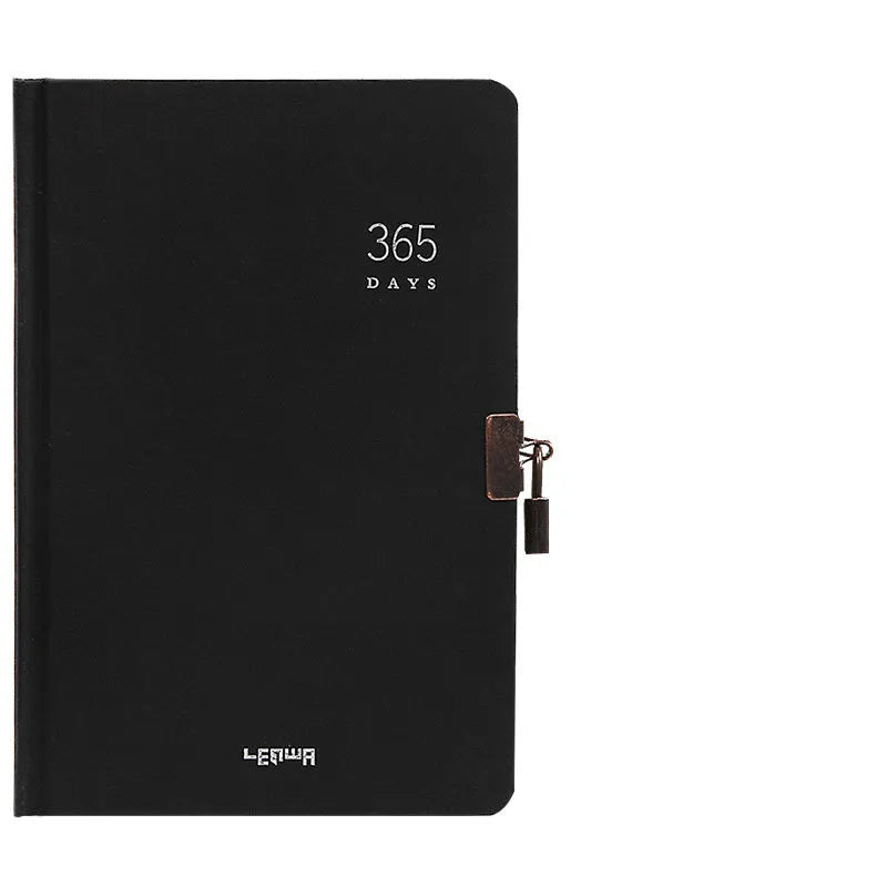 A5 hardcover locked diary notebook in beige camel or ya black with metal lock