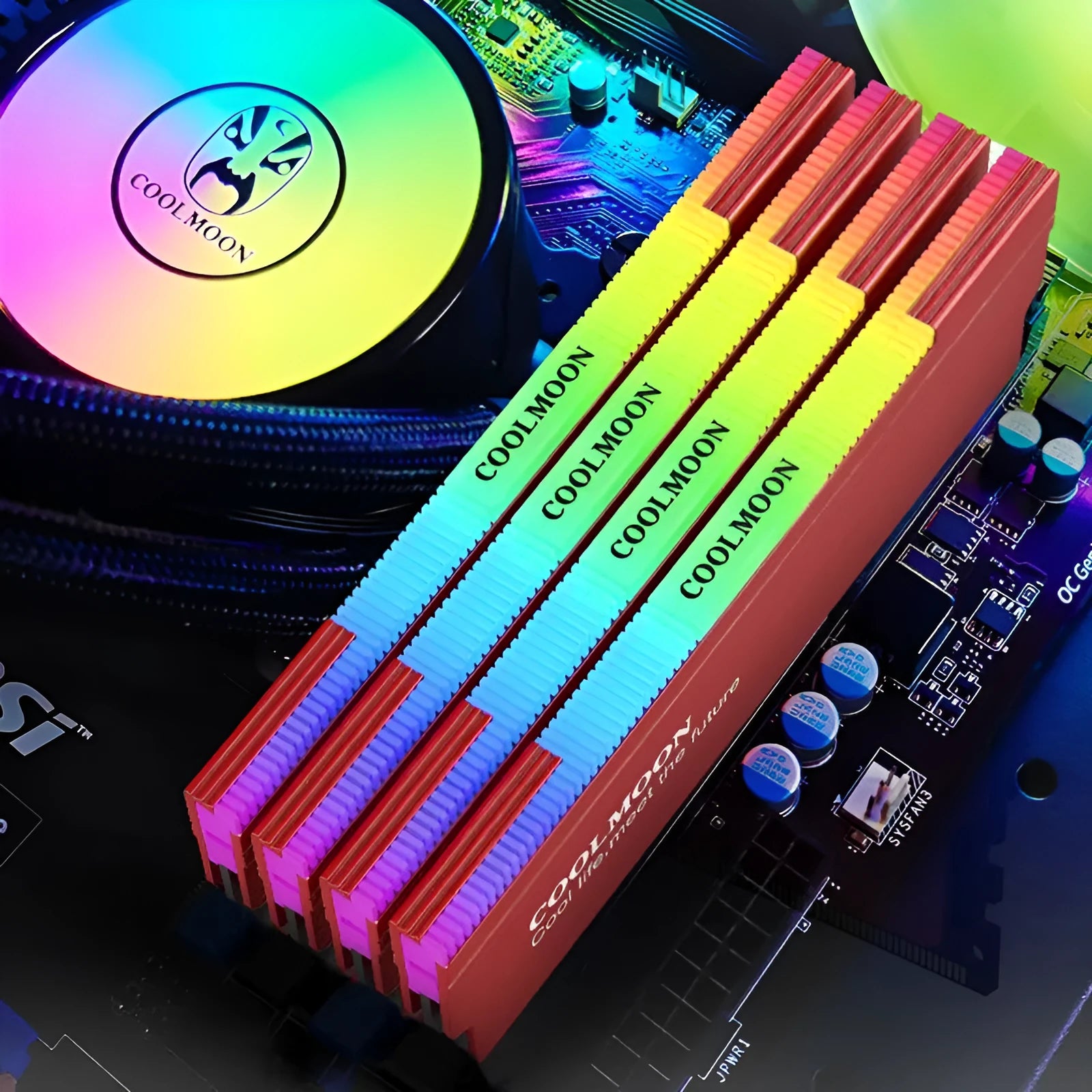 CR-D134S memory module vest radiator heat sink in grey with 5V ARGB glow and cable management