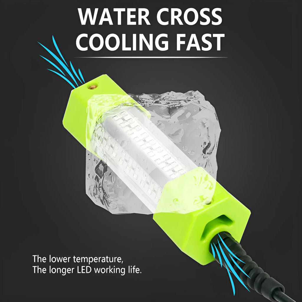 12V underwater fish lure light with yellow green light, 5-metre cable, for night fishing from raft