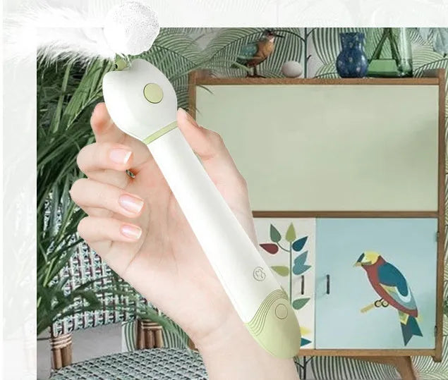 Stretchable cat toy laser stick in Avocado Green, ABS and PC construction, 438mm extended length