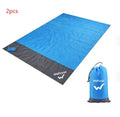 Camping Mat Waterproof Beach Blanket Outdoor Portable Picnic Ground Mat Mattress with Polyester TPU Coating Blue Grey 2m x 2.1m All-Season Use Double Size Includes Storage Sack and Pegs
