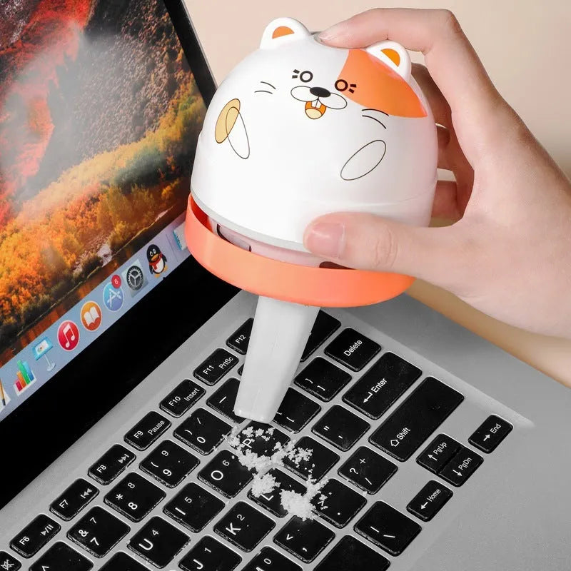 Laiting mini desktop USB vacuum cleaner with flat nozzle for keyboard cleaning in handheld position