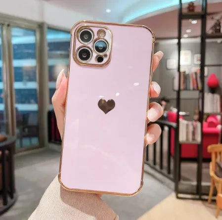 iPhone Love Airbag Anti-Fall Protective TPU Case with heart design in pink colour.