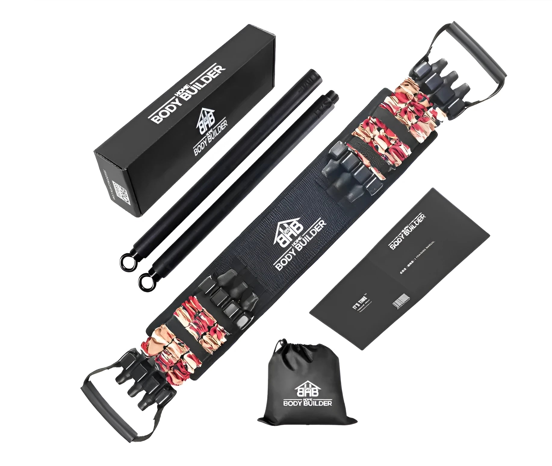 Bench press stretcher elastic belt with three-level resistance adjustment and soft rubber handle camouflage colour