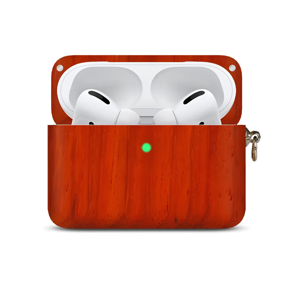 Bluetooth wireless earphones with solid wood log shell case compatible with Apple iPhones