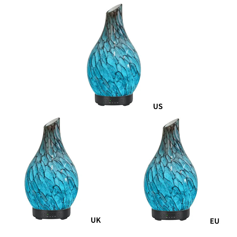 Blue cobblestone vase-shaped aroma diffuser humidifier with timer for medium rooms