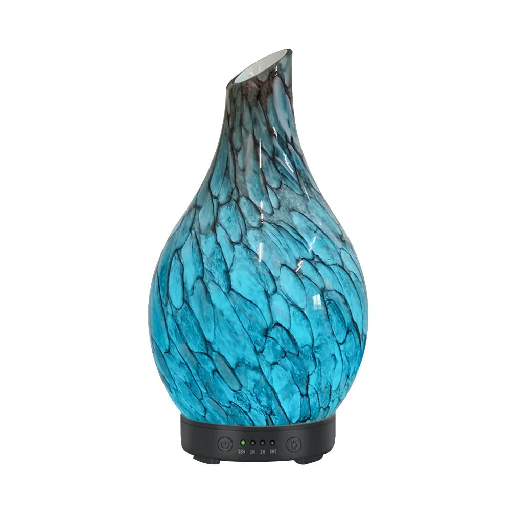 Blue cobblestone vase-shaped aroma diffuser humidifier with timer for medium rooms