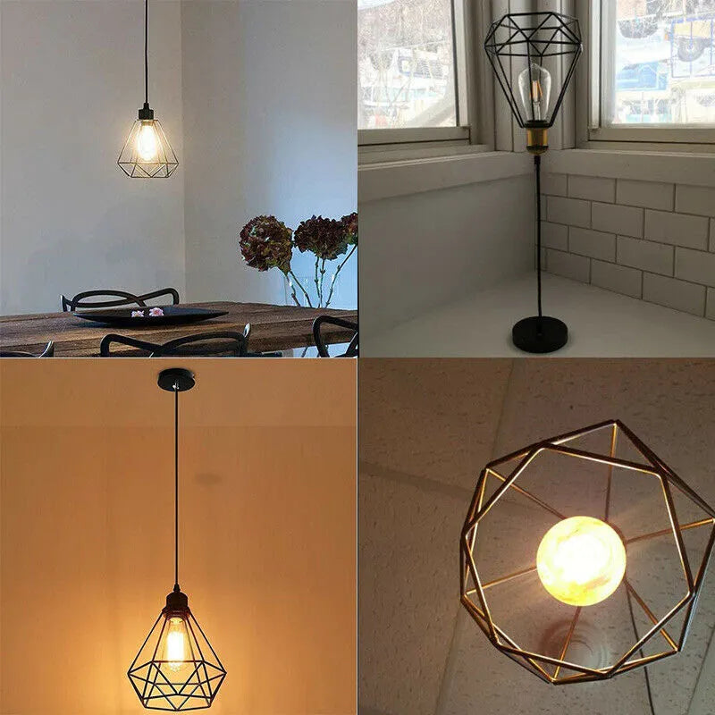 Black iron Nordic retro style chandelier hanging from a ceiling.