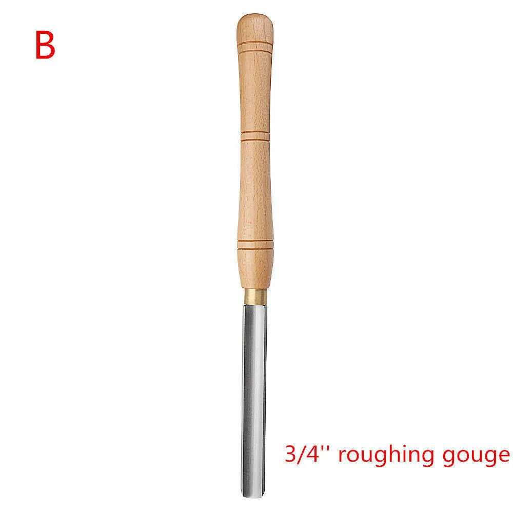High-end eight-piece wooden box containing a set of handheld steel woodturning tools.