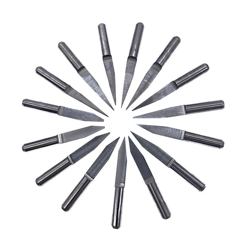 Tungsten steel milling cutter set with 10 sharp knives for acrylic engraving in compact packaging