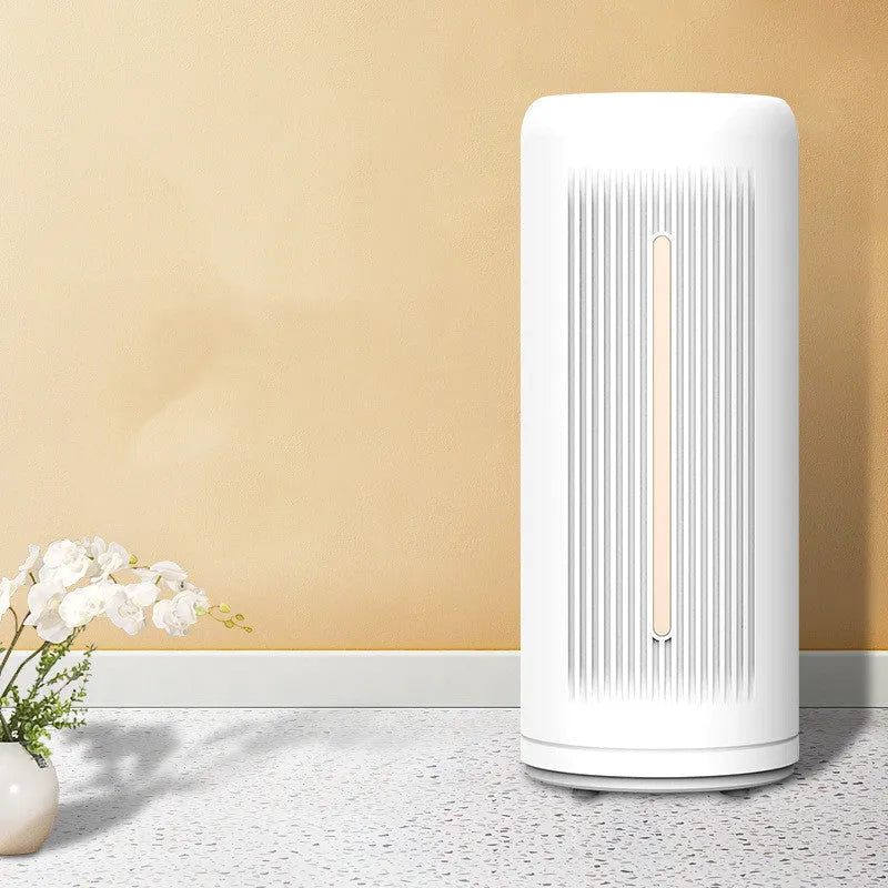 New smart air purifier in silver white for indoor smoke and dust removal with touch control and remote