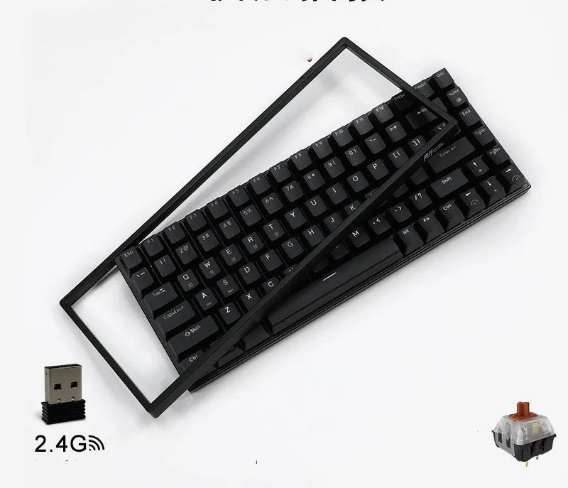 White 84-key mechanical keyboard with white backlighting and red switches on a desk