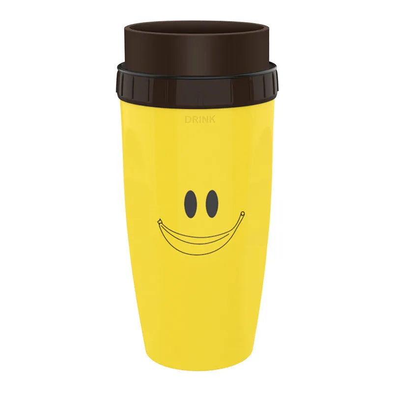 Double-walled insulated travel mug with twist-seal silicone membrane in cartoon design