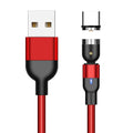 Magnetic data cable with 540-degree rotating head and three-in-one connectors in black, purple and red, 1m length