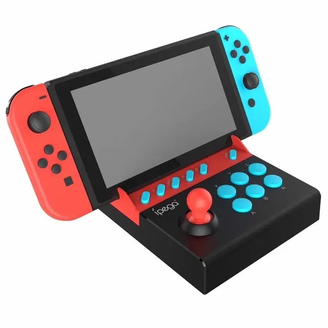 Fighting stick gaming controller for Nintendo Switch, red blue black, USB-C, 128x139x50mm