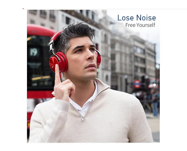 Kayo Cowin E7 Pro ANC Bluetooth wireless headphones in black, red, pink, or white colour.