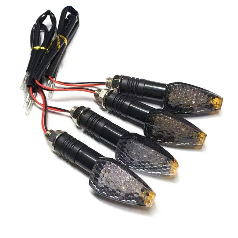 Motorcycle LED turn signal light 85mm length yellow light blackened shell
