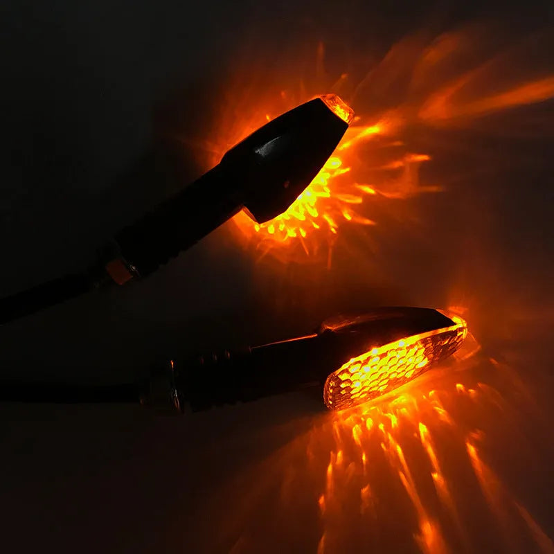 Motorcycle LED turn signal light 85mm length yellow light blackened shell