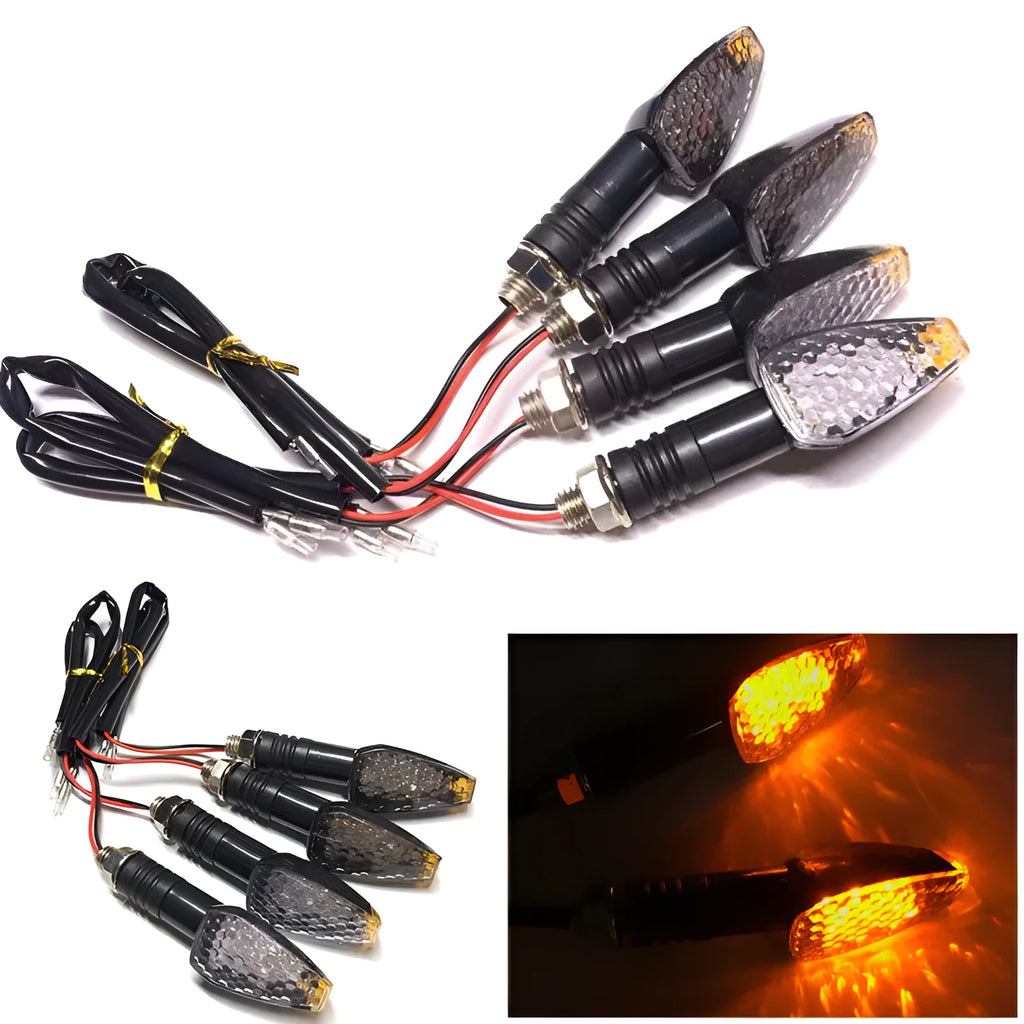 Motorcycle LED turn signal light 85mm length yellow light blackened shell
