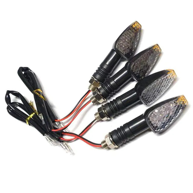 Motorcycle LED turn signal light 85mm length yellow light blackened shell