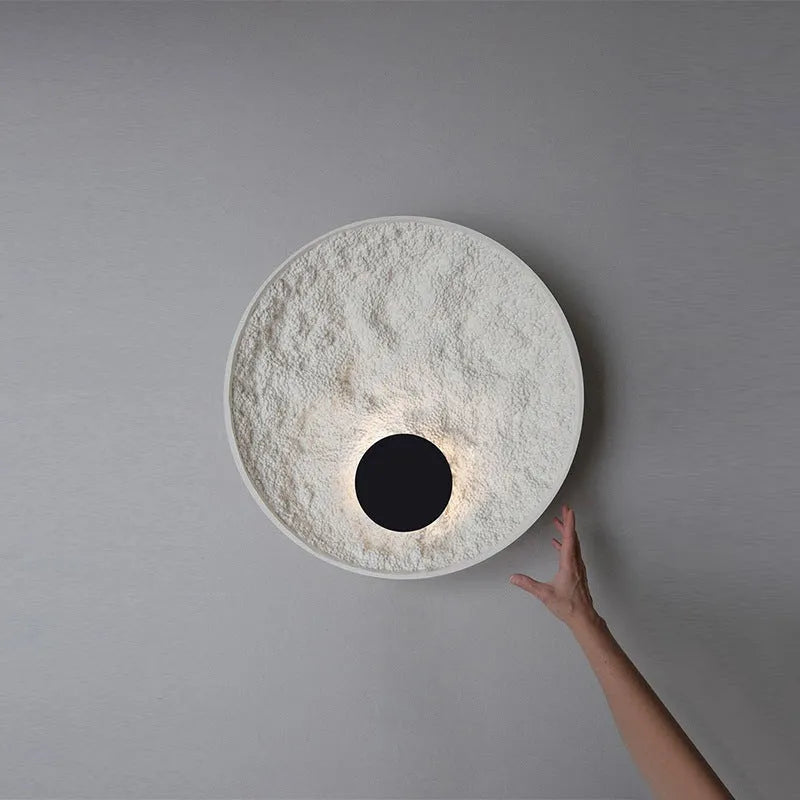 White modern iron wall lamp in 300mm or 500mm size for bedroom or hallway.
